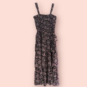 Mimi Chica Black and Pink Floral‎ Maxi Dress